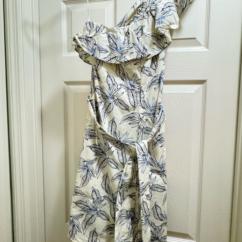 Banana Republic Cream and Blue Leaf Dress